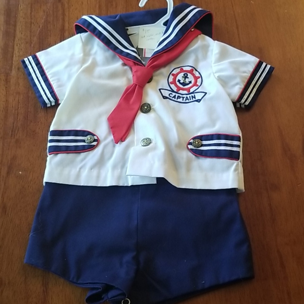 Baby sailor suit, Size: 12 months, White and Blue